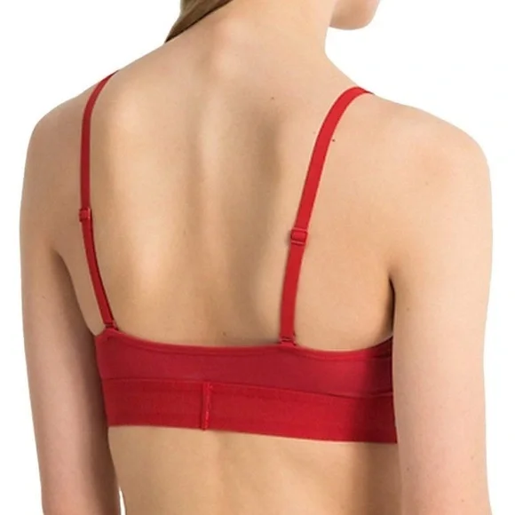 Calvin Klein monogram underlined triangle bralette in manic red - Picture 4 of 6